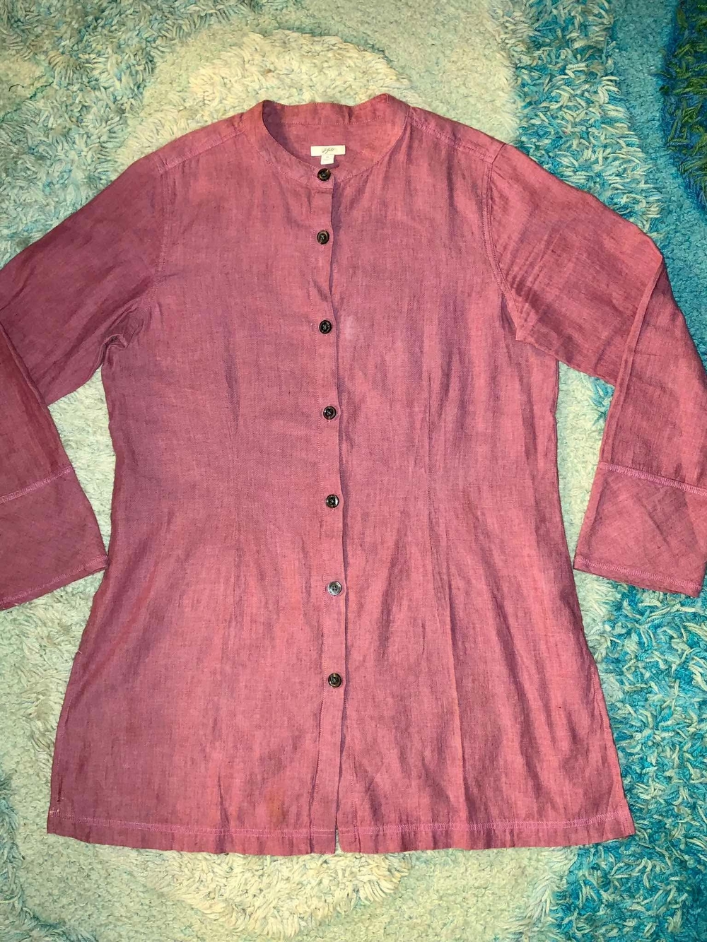 J. Jill rose-pink or mauve linen-blend button-front tunic top Size M